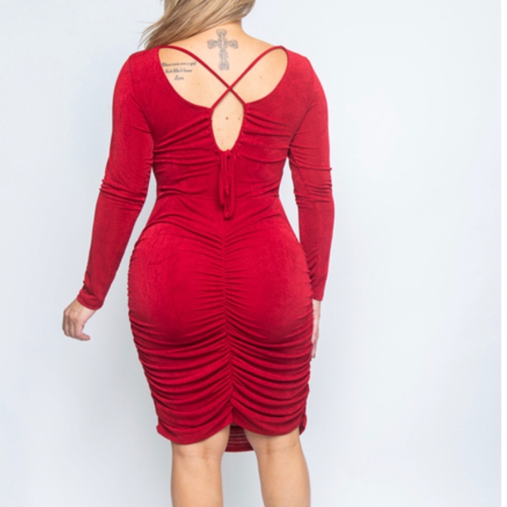 Zenobia  Plus Size Red Long Stretchy Dress Dress 1XL